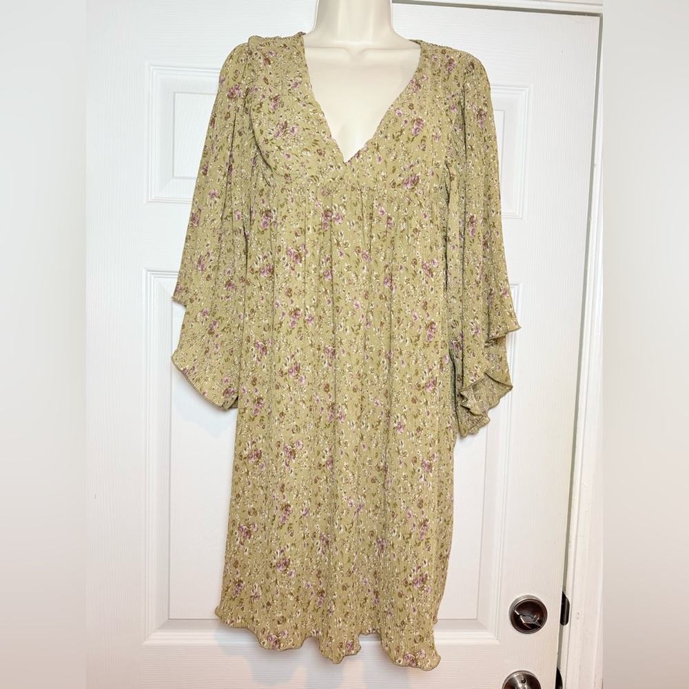 Storia Floral Babydoll Mini Dress size Large cottagecore, boho, prairie